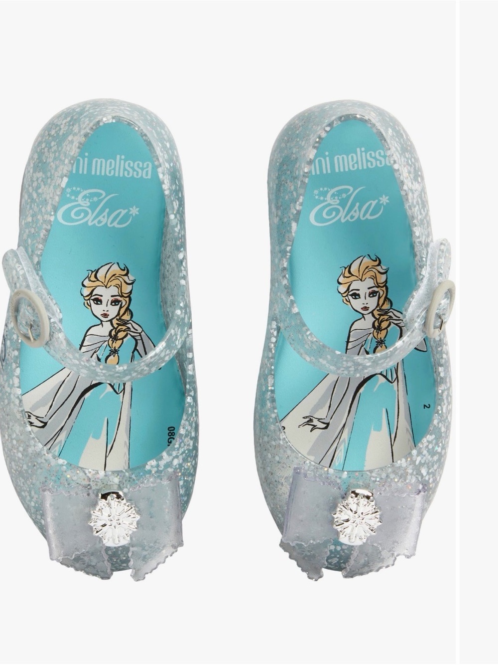 Mini Melissa Elsa Glitter Jelly Mary Janes - Silver/Blue